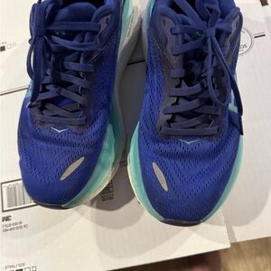 Hoka Navy and Teal athletic shoes